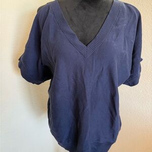 KORS Michael Kors Navy V-Neck Short Sleeve Top